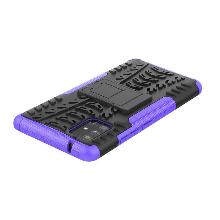 For Samsung Galaxy A71 5G Tire Texture Shockproof TPU+PC Protective Case with Holder