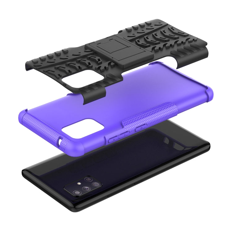 For Samsung Galaxy A71 5G Tire Texture Shockproof TPU+PC Protective Case with Holder