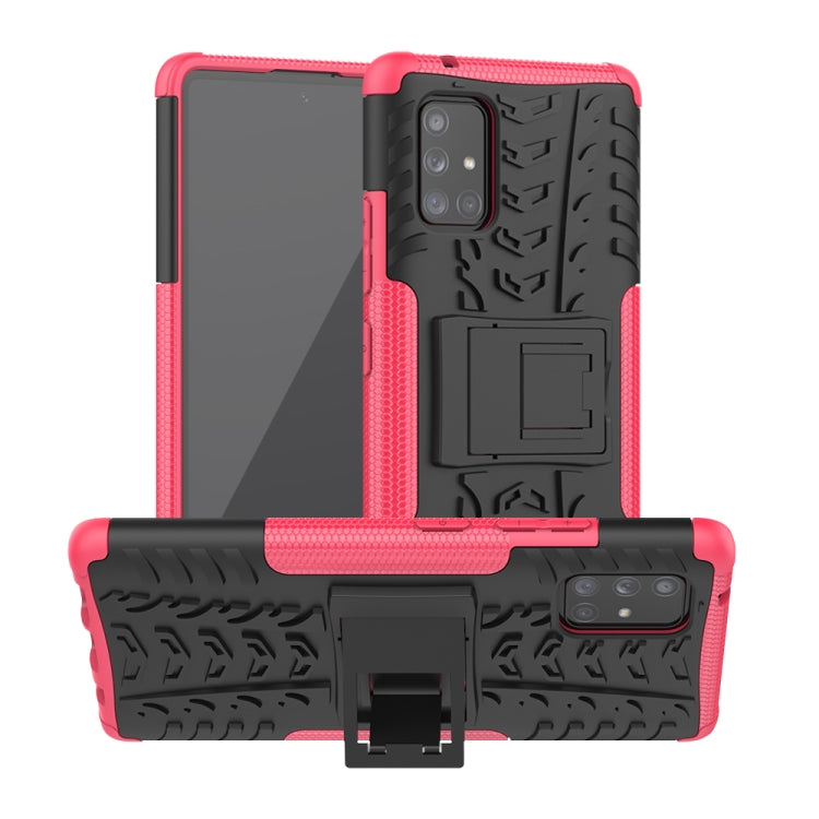 For Samsung Galaxy A71 5G Tire Texture Shockproof TPU+PC Protective Case with Holder