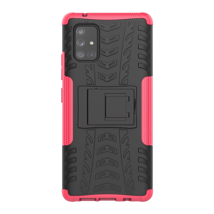 For Samsung Galaxy A71 5G Tire Texture Shockproof TPU+PC Protective Case with Holder