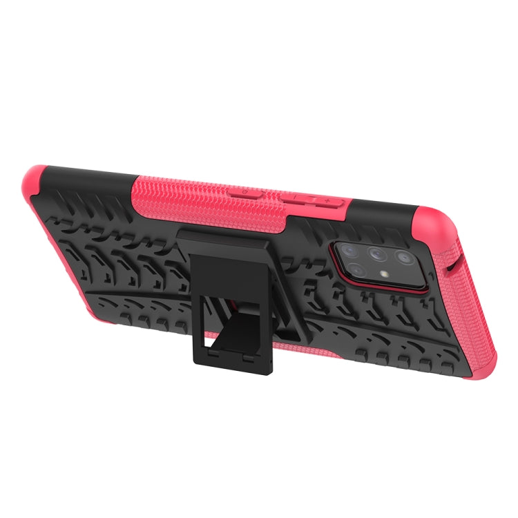 For Samsung Galaxy A71 5G Tire Texture Shockproof TPU+PC Protective Case with Holder