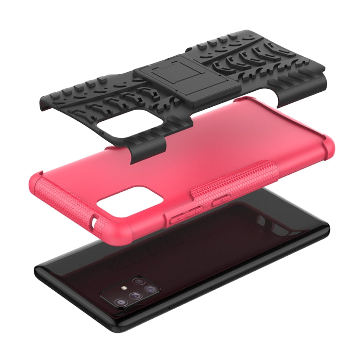 For Samsung Galaxy A71 5G Tire Texture Shockproof TPU+PC Protective Case with Holder