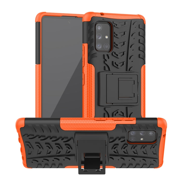 For Samsung Galaxy A71 5G Tire Texture Shockproof TPU+PC Protective Case with Holder