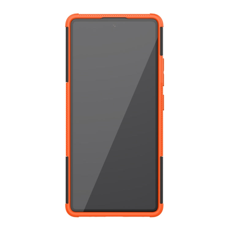 For Samsung Galaxy A71 5G Tire Texture Shockproof TPU+PC Protective Case with Holder