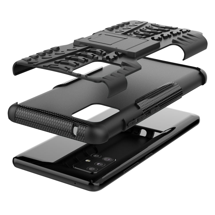 For Samsung Galaxy A51 5G Tire Texture Shockproof TPU+PC Protective Case with Holder
