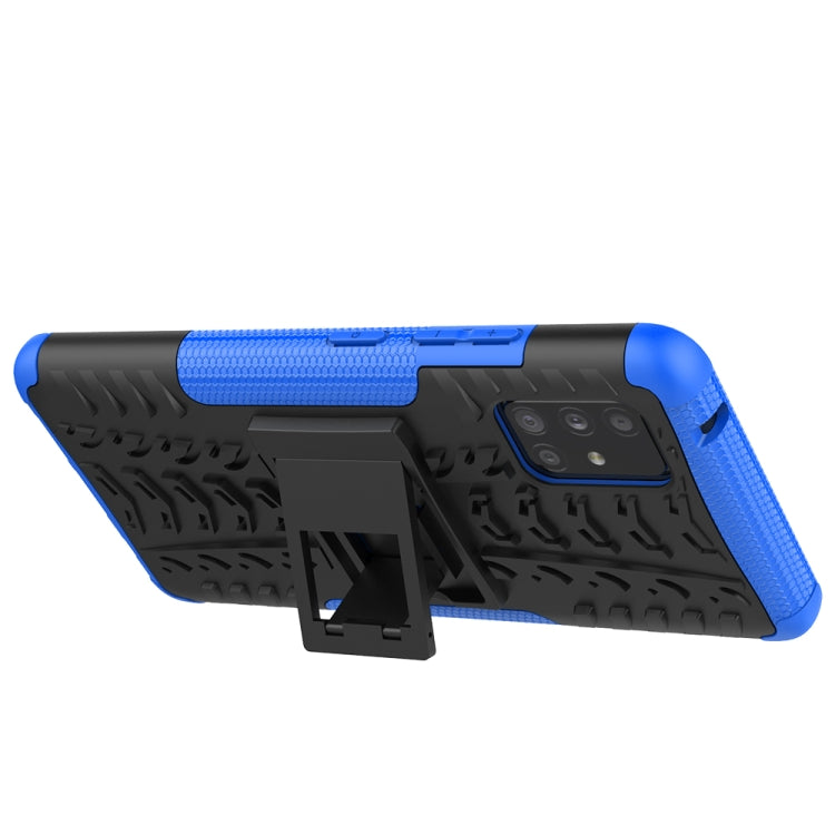For Samsung Galaxy A51 5G Tire Texture Shockproof TPU+PC Protective Case with Holder
