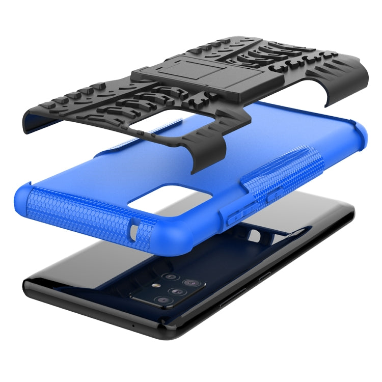 For Samsung Galaxy A51 5G Tire Texture Shockproof TPU+PC Protective Case with Holder