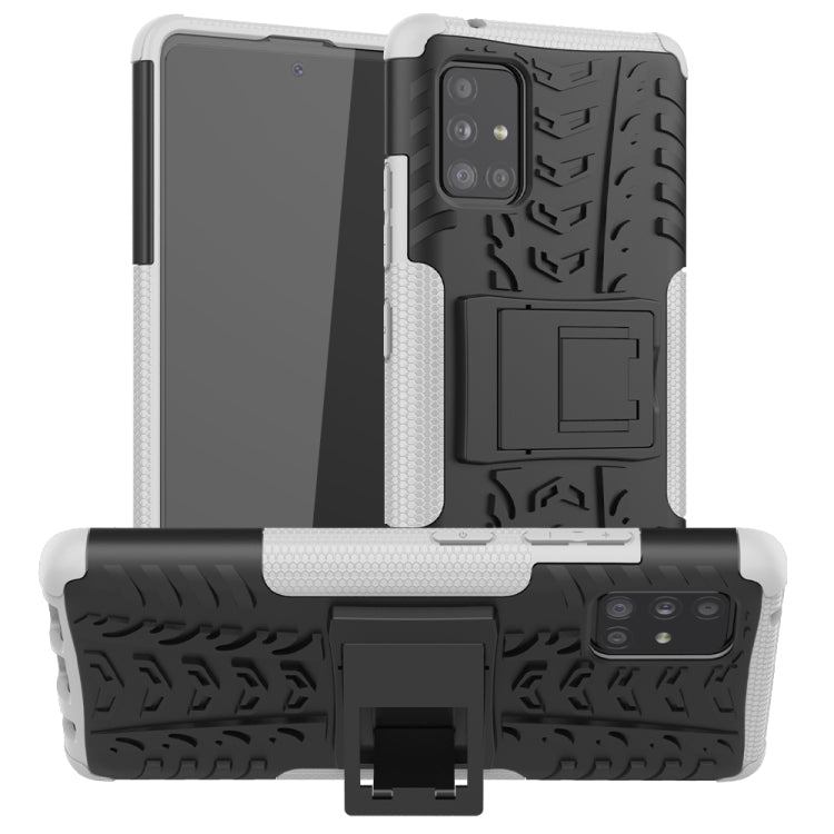 For Samsung Galaxy A51 5G Tire Texture Shockproof TPU+PC Protective Case with Holder
