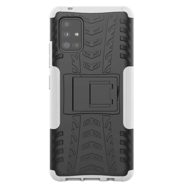 For Samsung Galaxy A51 5G Tire Texture Shockproof TPU+PC Protective Case with Holder