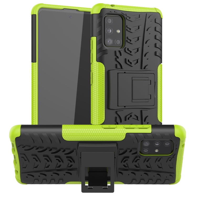 For Samsung Galaxy A51 5G Tire Texture Shockproof TPU+PC Protective Case with Holder