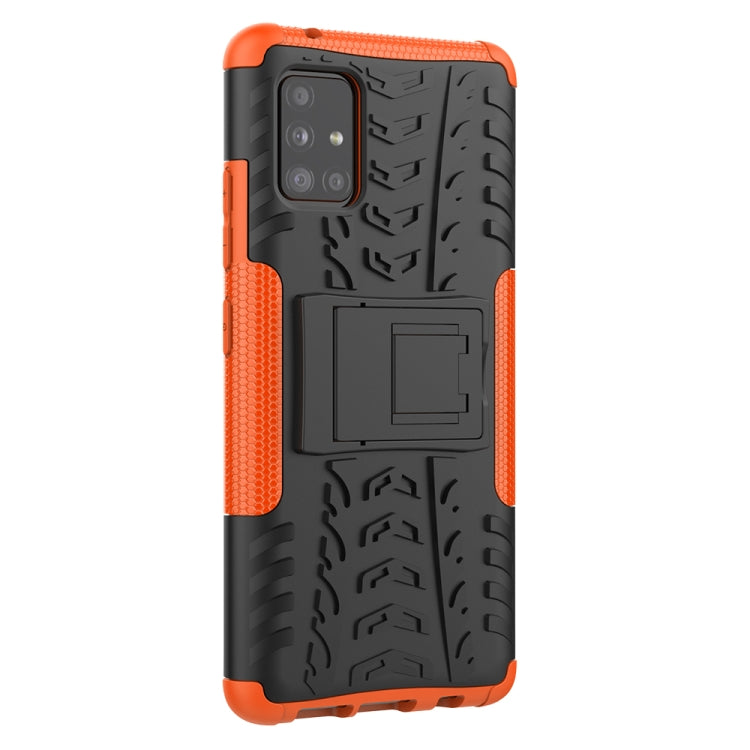For Samsung Galaxy A51 5G Tire Texture Shockproof TPU+PC Protective Case with Holder