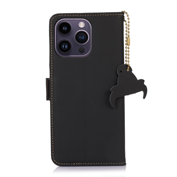 For iPhone 16 Pro Genuine Leather Magnetic RFID Leather Phone Case