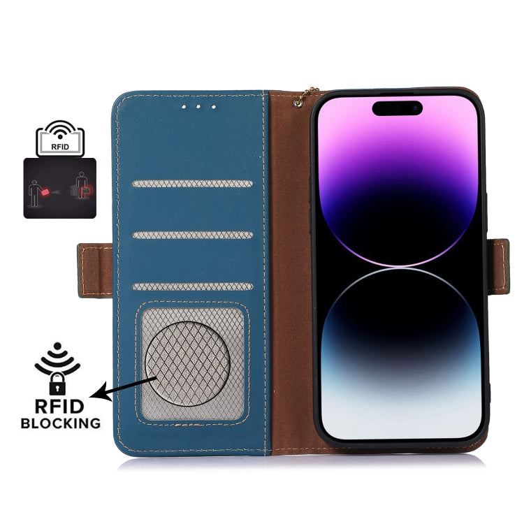 For iPhone 16 Pro Genuine Leather Magnetic RFID Leather Phone Case