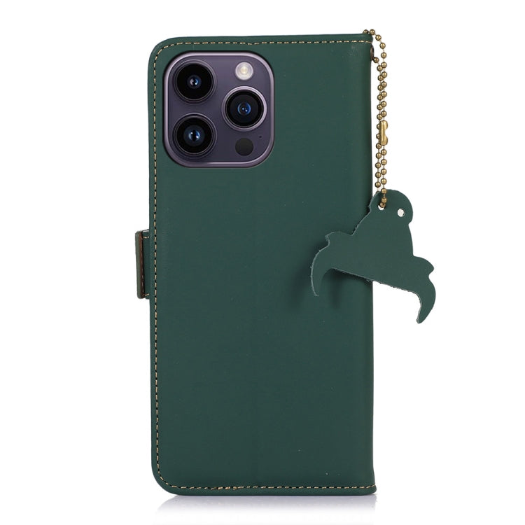 For iPhone 16 Pro Genuine Leather Magnetic RFID Leather Phone Case