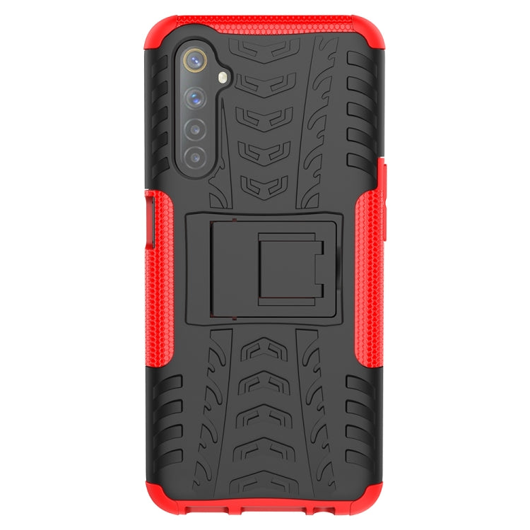 For OPPO Realme 6 Tire Texture Shockproof TPU+PC Protective Caseï¼Œwith Holder