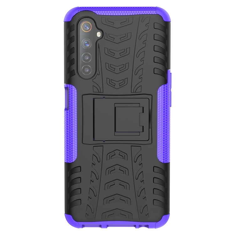 For OPPO Realme 6 Tire Texture Shockproof TPU+PC Protective Caseï¼Œwith Holder