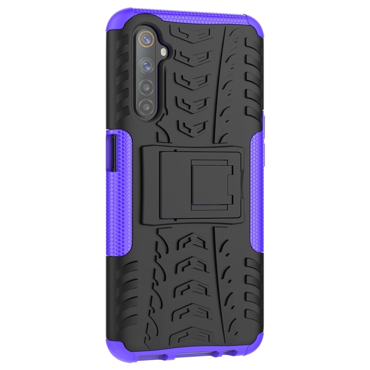 For OPPO Realme 6 Tire Texture Shockproof TPU+PC Protective Caseï¼Œwith Holder
