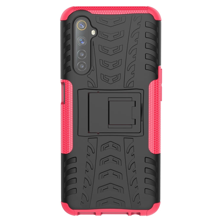 For OPPO Realme 6 Tire Texture Shockproof TPU+PC Protective Caseï¼Œwith Holder