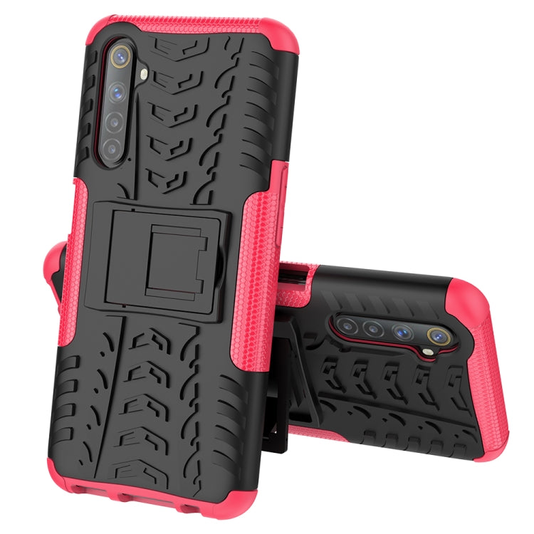 For OPPO Realme 6 Tire Texture Shockproof TPU+PC Protective Caseï¼Œwith Holder