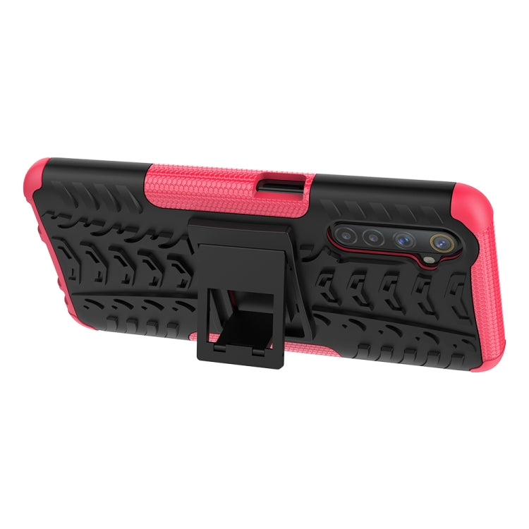 For OPPO Realme 6 Tire Texture Shockproof TPU+PC Protective Caseï¼Œwith Holder