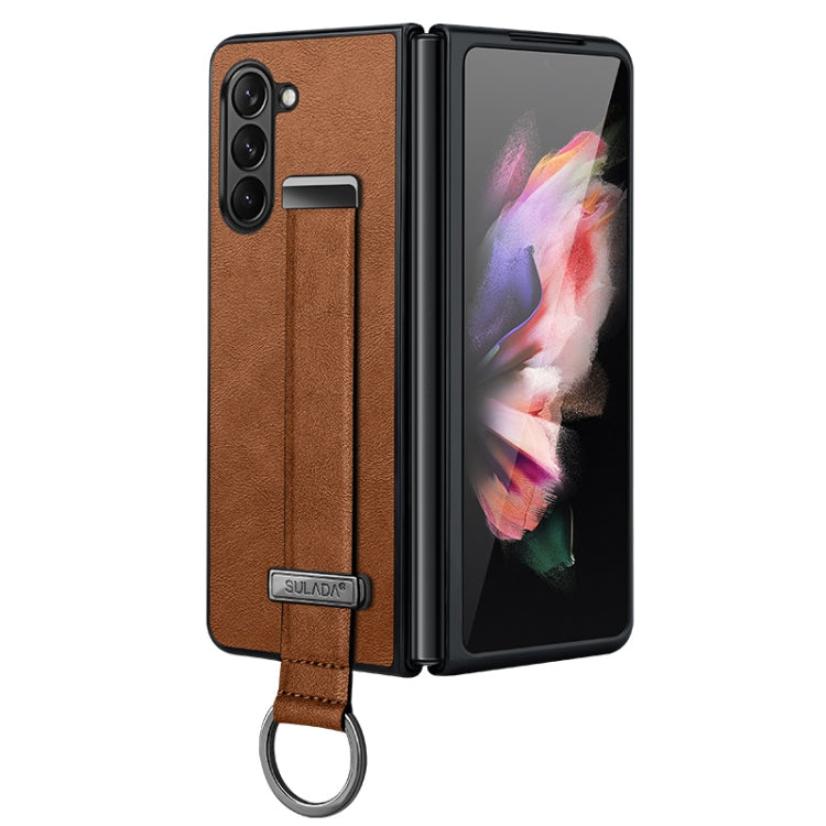 For Samsung Galaxy Z Fold5 SULADA PC + Leather Texture Skin Feel Shockproof Phone Case