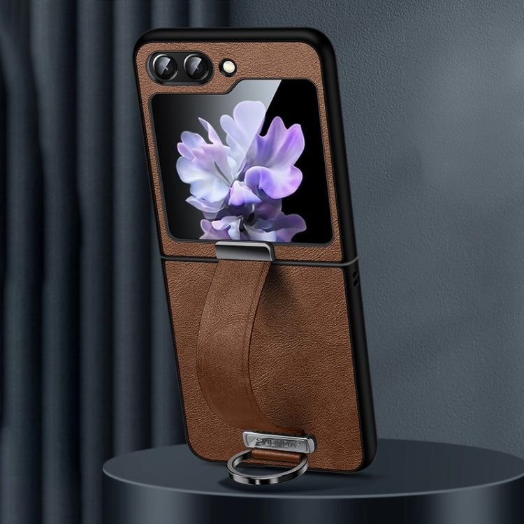 For Samsung Galaxy Flip5 SULADA PC Hybrid Leather Texture Skin Feel Shockproof Phone Case