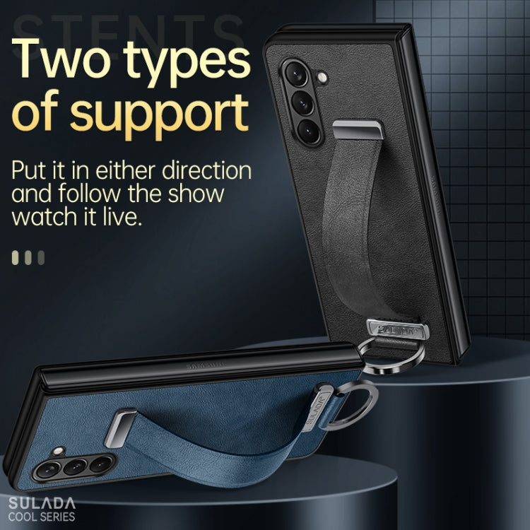 For Samsung Galaxy Z Fold5 SULADA PC + Leather Texture Skin Feel Shockproof Phone Case