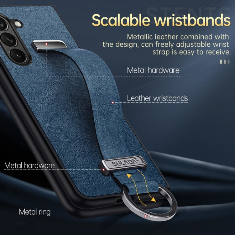 For Samsung Galaxy Z Fold5 SULADA PC + Leather Texture Skin Feel Shockproof Phone Case