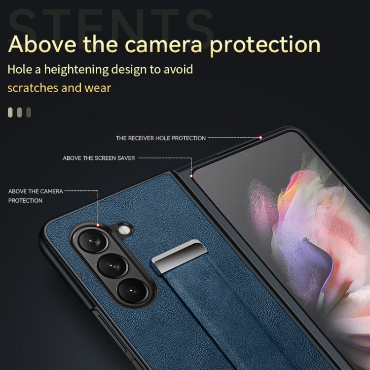 For Samsung Galaxy Z Fold5 SULADA PC + Leather Texture Skin Feel Shockproof Phone Case