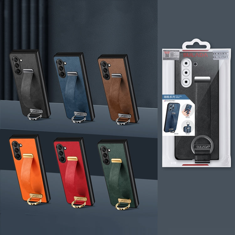 For Samsung Galaxy Z Fold5 SULADA PC + Leather Texture Skin Feel Shockproof Phone Case