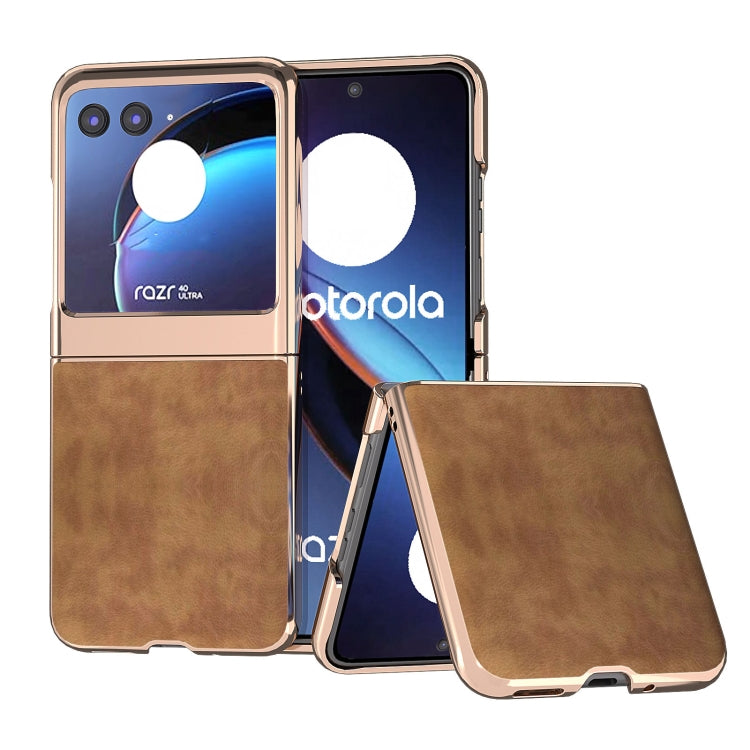 For Motorola Razr 40 Ultra Nano Plating Retro Litchi Texture PU Phone Case