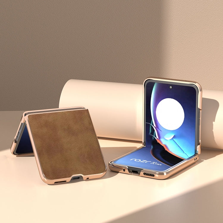 For Motorola Razr 40 Ultra Nano Plating Retro Litchi Texture PU Phone Case