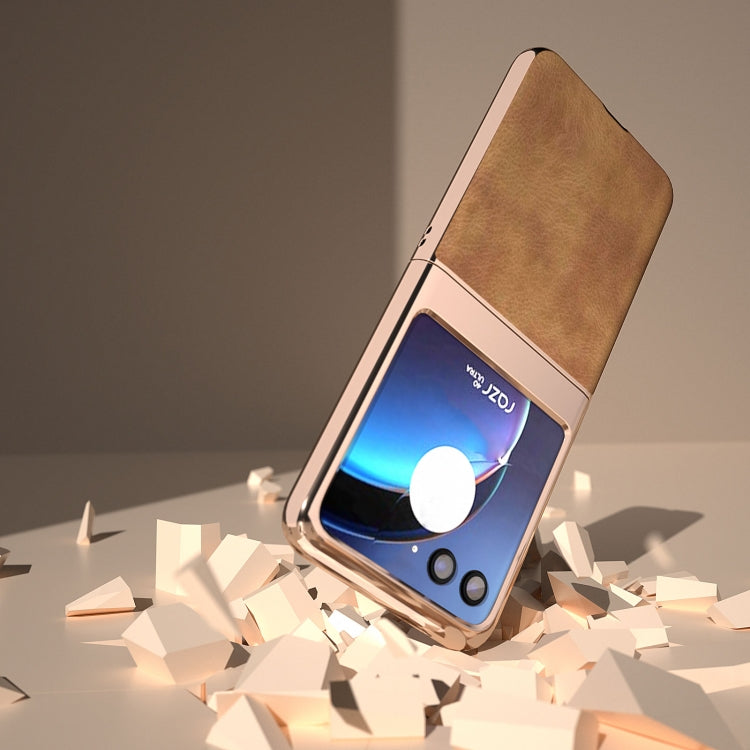 For Motorola Razr 40 Ultra Nano Plating Retro Litchi Texture PU Phone Case