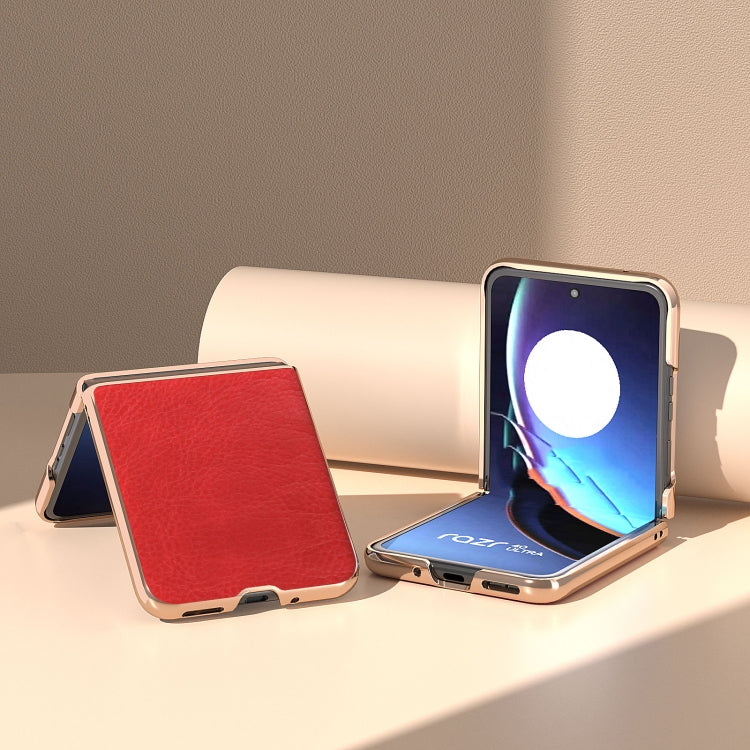 For Motorola Razr 40 Ultra Nano Plating Retro Litchi Texture PU Phone Case