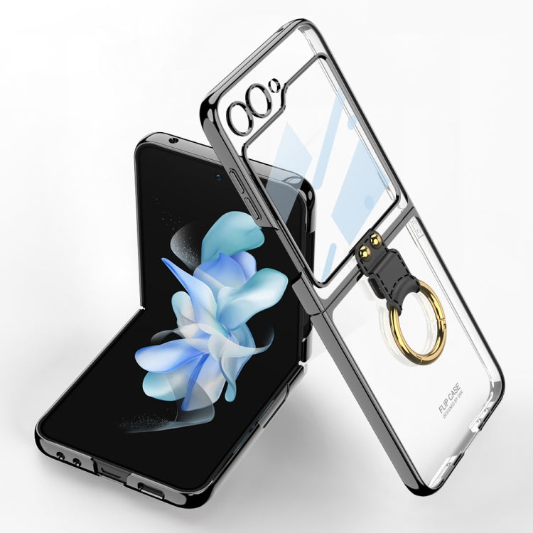 For Samsung Galaxy Z Flip5 Ultra-thin Plating Back Screen Integrated Phone Case with Ring