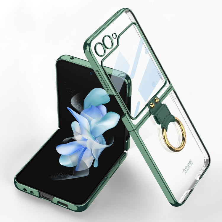 For Samsung Galaxy Z Flip5 Ultra-thin Plating Back Screen Integrated Phone Case with Ring
