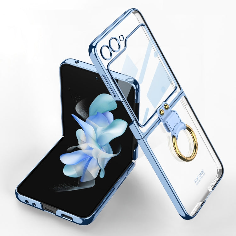 For Samsung Galaxy Z Flip5 Ultra-thin Plating Back Screen Integrated Phone Case with Ring