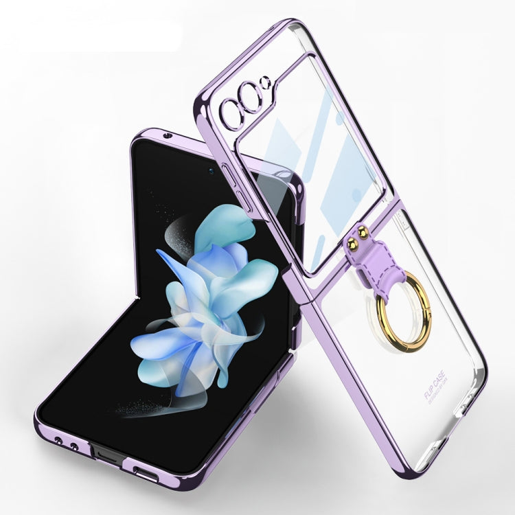 For Samsung Galaxy Z Flip5 Ultra-thin Plating Back Screen Integrated Phone Case with Ring