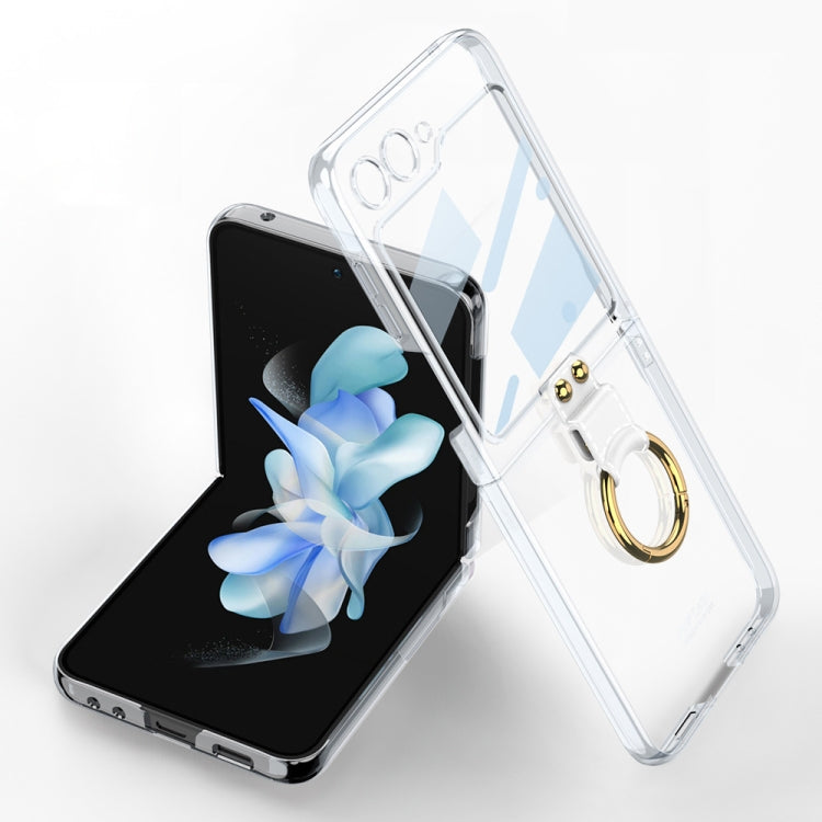 For Samsung Galaxy Z Flip5 Ultra-thin Plating Back Screen Integrated Phone Case with Ring