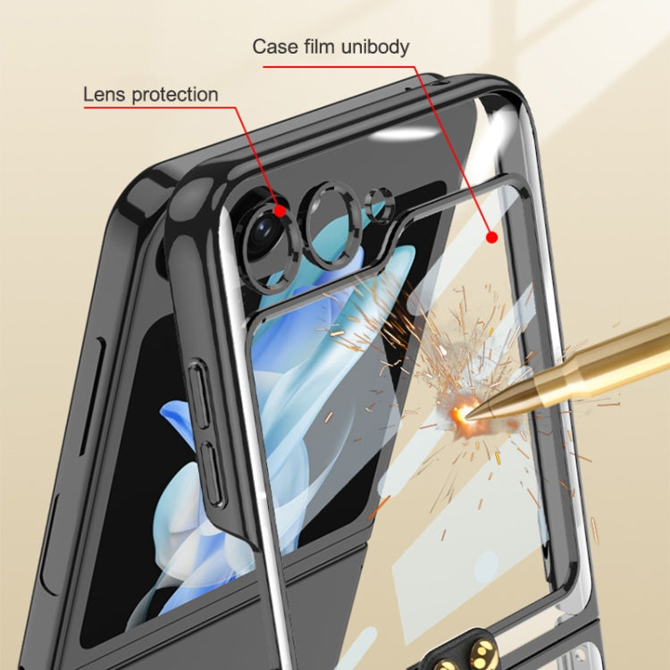For Samsung Galaxy Z Flip5 Ultra-thin Plating Back Screen Integrated Phone Case with Ring