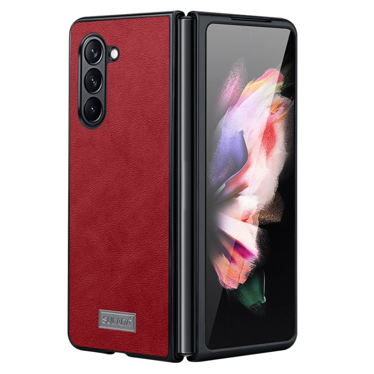 For Samsung Galaxy Z Fold5 SULADA Shockproof TPU + Handmade Leather Phone Case