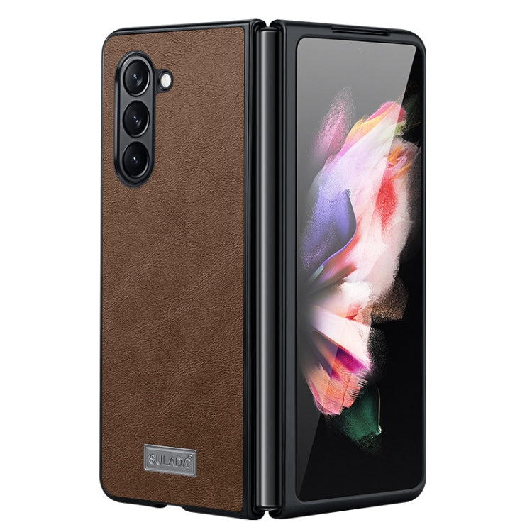 For Samsung Galaxy Z Fold5 SULADA Shockproof TPU + Handmade Leather Phone Case