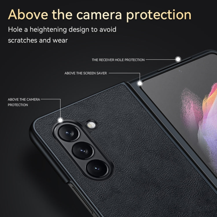 For Samsung Galaxy Z Fold5 SULADA Shockproof TPU + Handmade Leather Phone Case