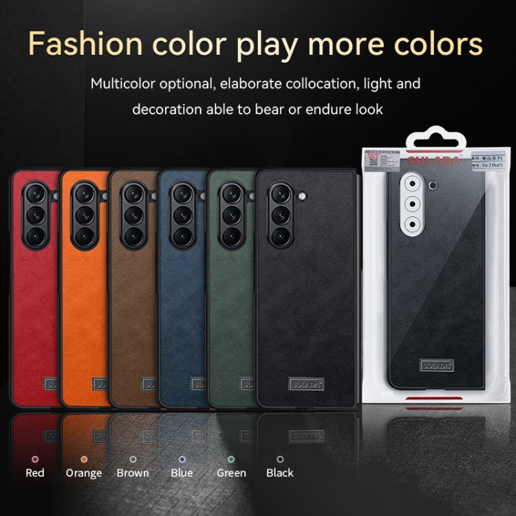 For Samsung Galaxy Z Fold5 SULADA Shockproof TPU + Handmade Leather Phone Case