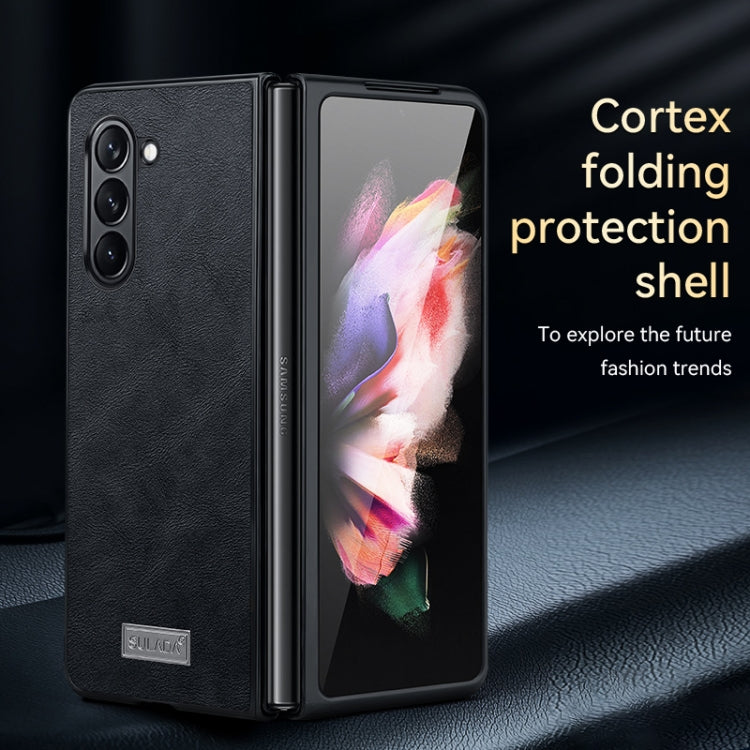 For Samsung Galaxy Z Fold6 SULADA Shockproof TPU + Handmade Leather Phone Case