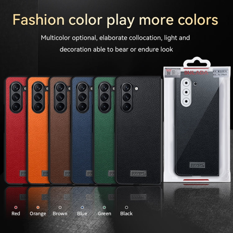 For Samsung Galaxy Z Fold5 SULADA Shockproof TPU + Litchi Texture Leather Phone Case