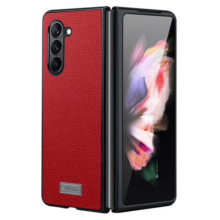 For Samsung Galaxy Z Fold5 SULADA Shockproof TPU + Litchi Texture Leather Phone Case