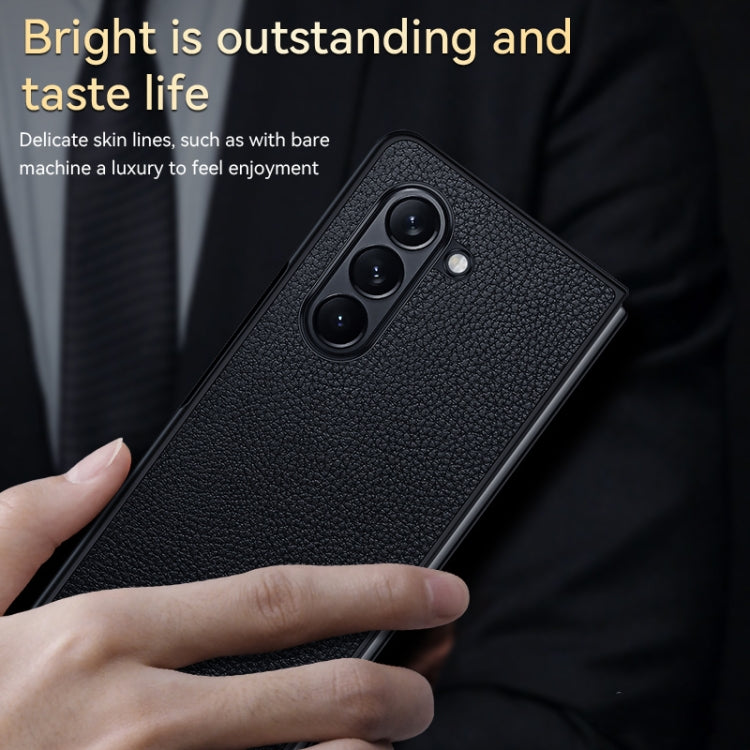 For Samsung Galaxy Z Fold5 SULADA Shockproof TPU + Litchi Texture Leather Phone Case