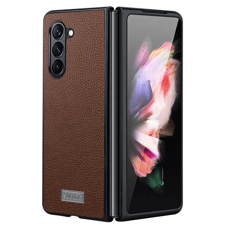 For Samsung Galaxy Z Fold5 SULADA Shockproof TPU + Litchi Texture Leather Phone Case