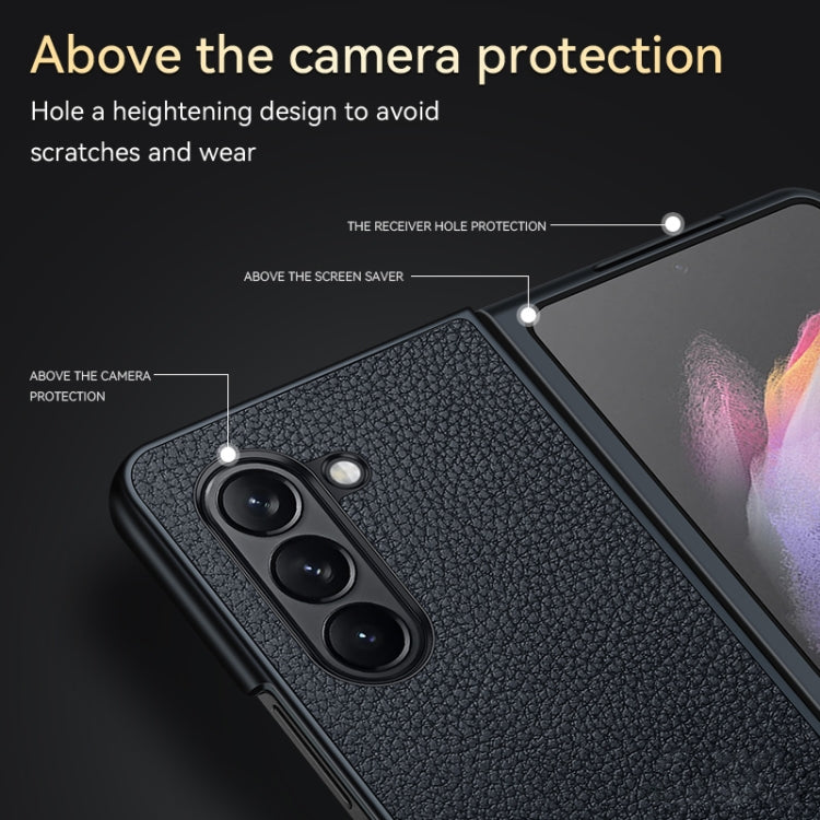 For Samsung Galaxy Z Fold5 SULADA Shockproof TPU + Litchi Texture Leather Phone Case